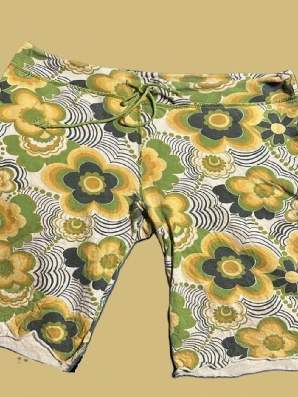Vintage Y2K Lucky Brand Groovy Floral Sweatpant-Style Bermuda Shorts, Ladies XL